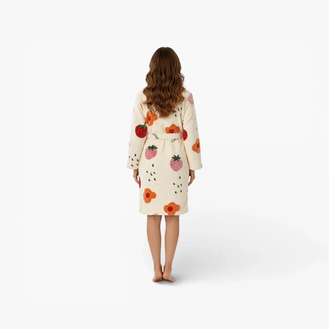 Peignoir Robe de Chambre Polaire Femme Fraise — photo 3