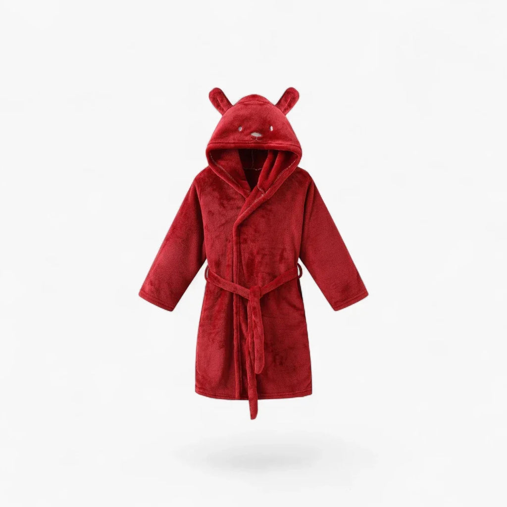 Peignoir a capuche rouge enfant