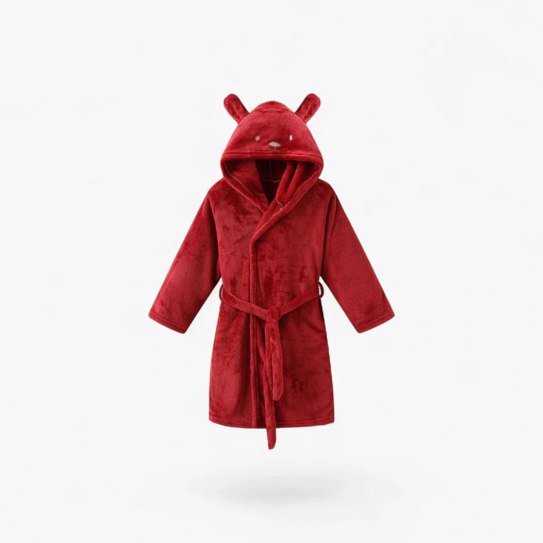 Peignoir a capuche rouge enfant