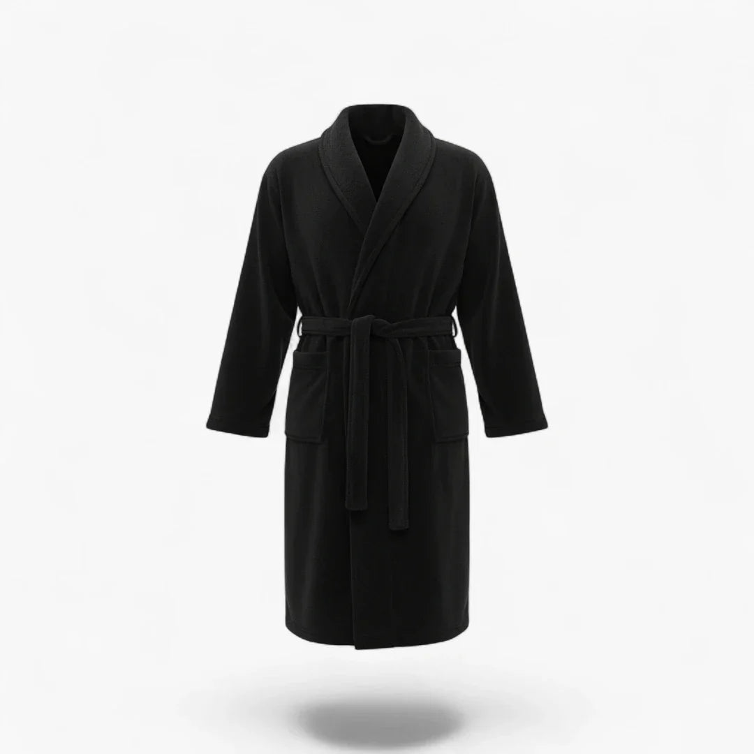 Robe de Chambre Homme Noir Luxe — Peignoir Satin Élégant