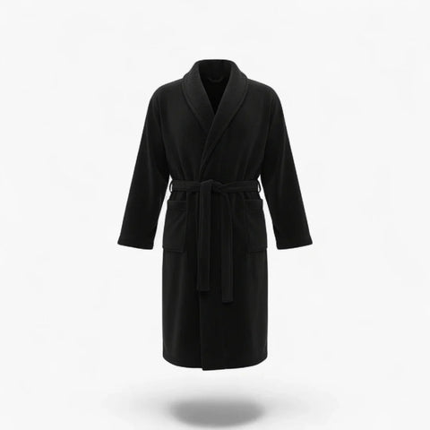 Robe de Chambre Homme Noir Luxe — Peignoir Satin Élégant