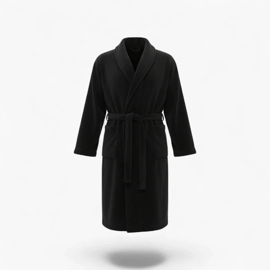 Robe de Chambre Homme Noir Luxe — Peignoir Satin Élégant