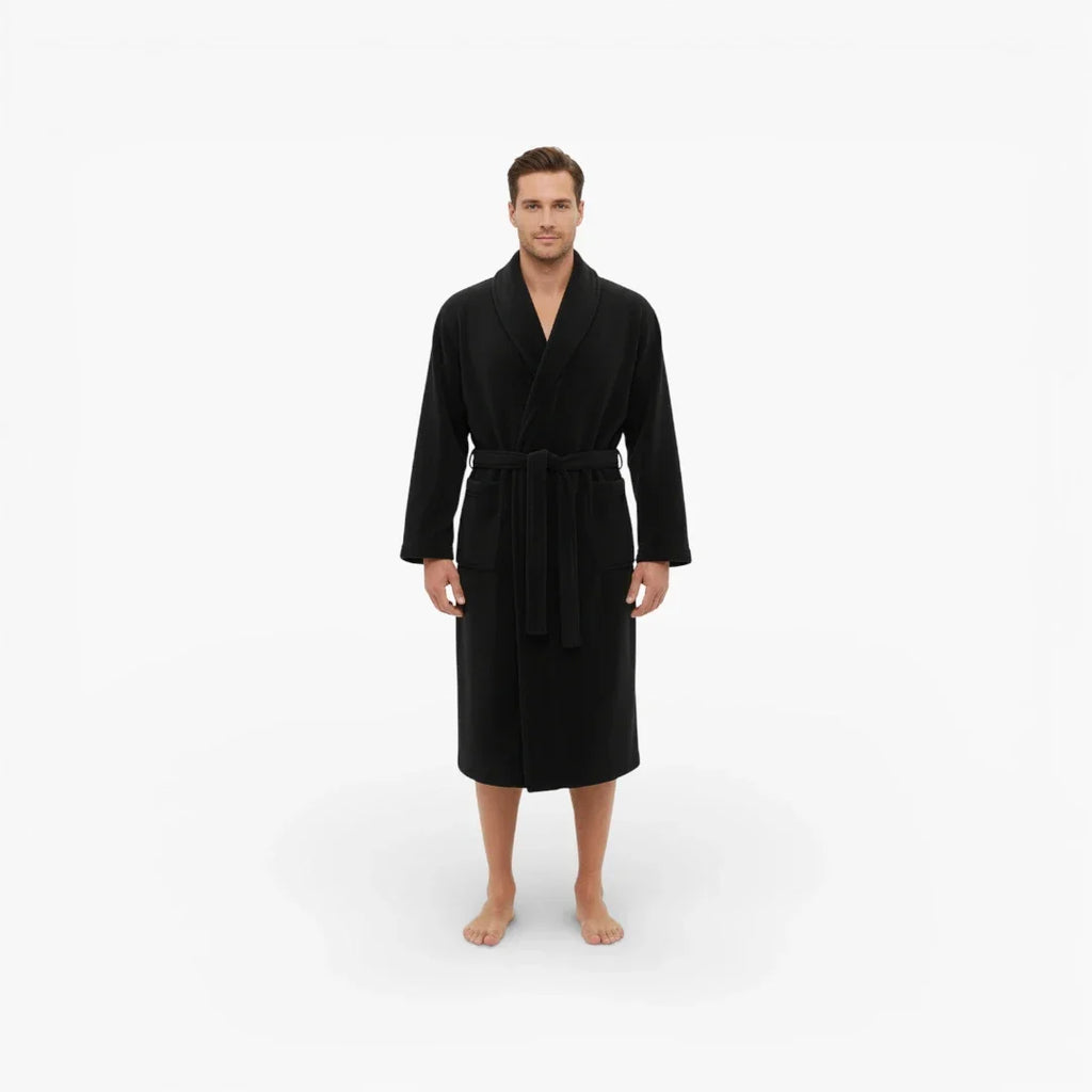 Robe de Chambre Homme Noir Luxe — Peignoir Satin Élégant — photo 2