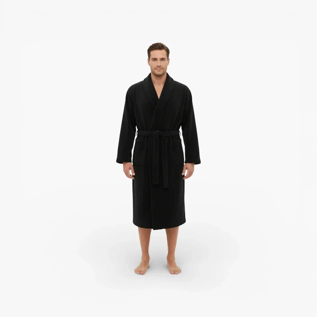 Robe de Chambre Homme Noir Luxe — Peignoir Satin Élégant — photo 2