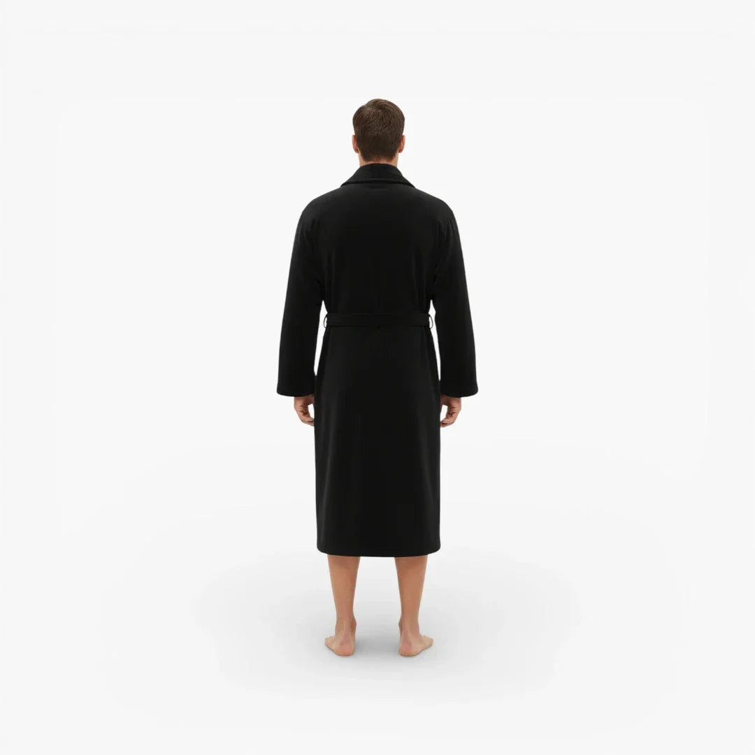 Robe de Chambre Homme Noir Luxe — Peignoir Satin Élégant — photo 3