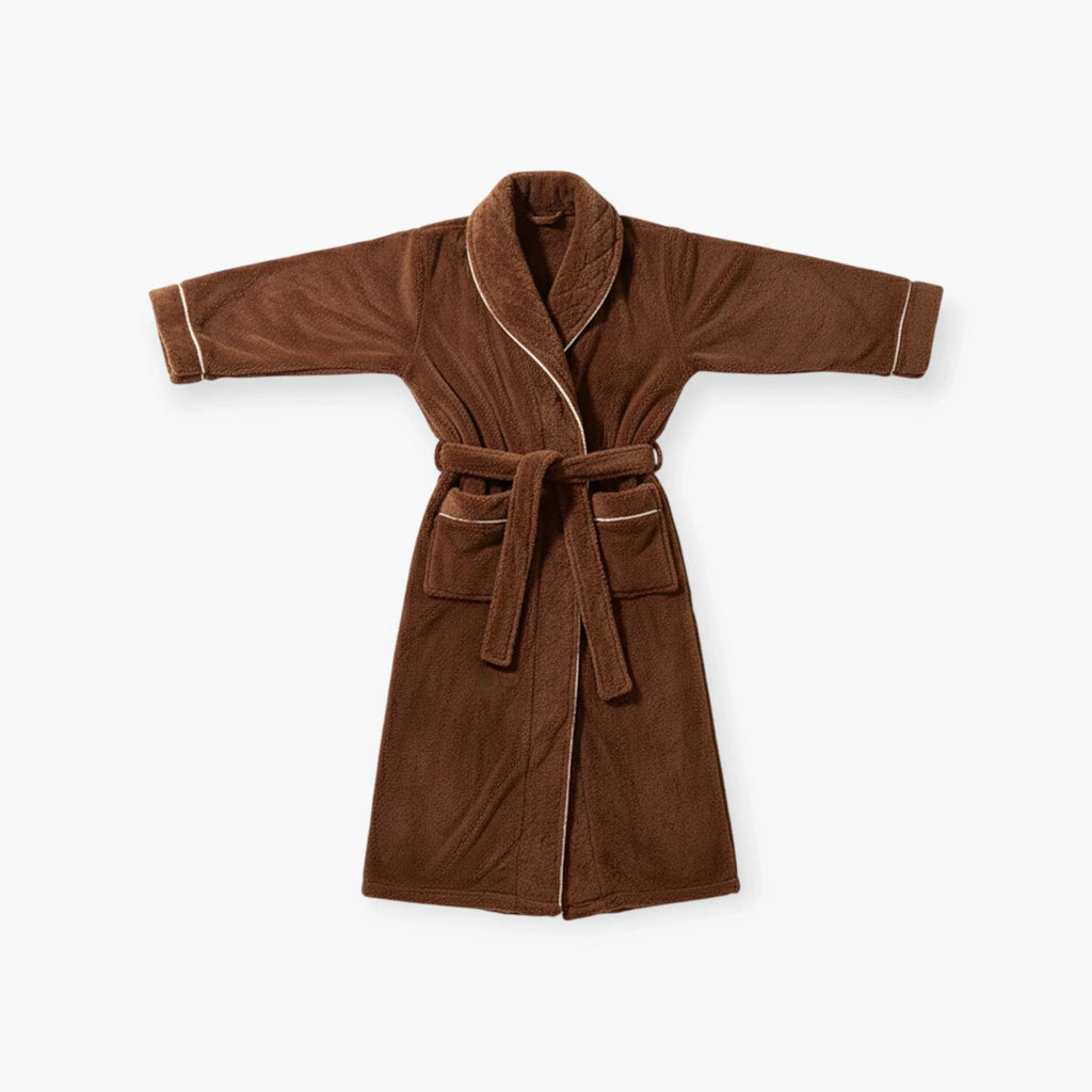 Peignoir Femme Long – Flanelle Marron Épais — photo 4
