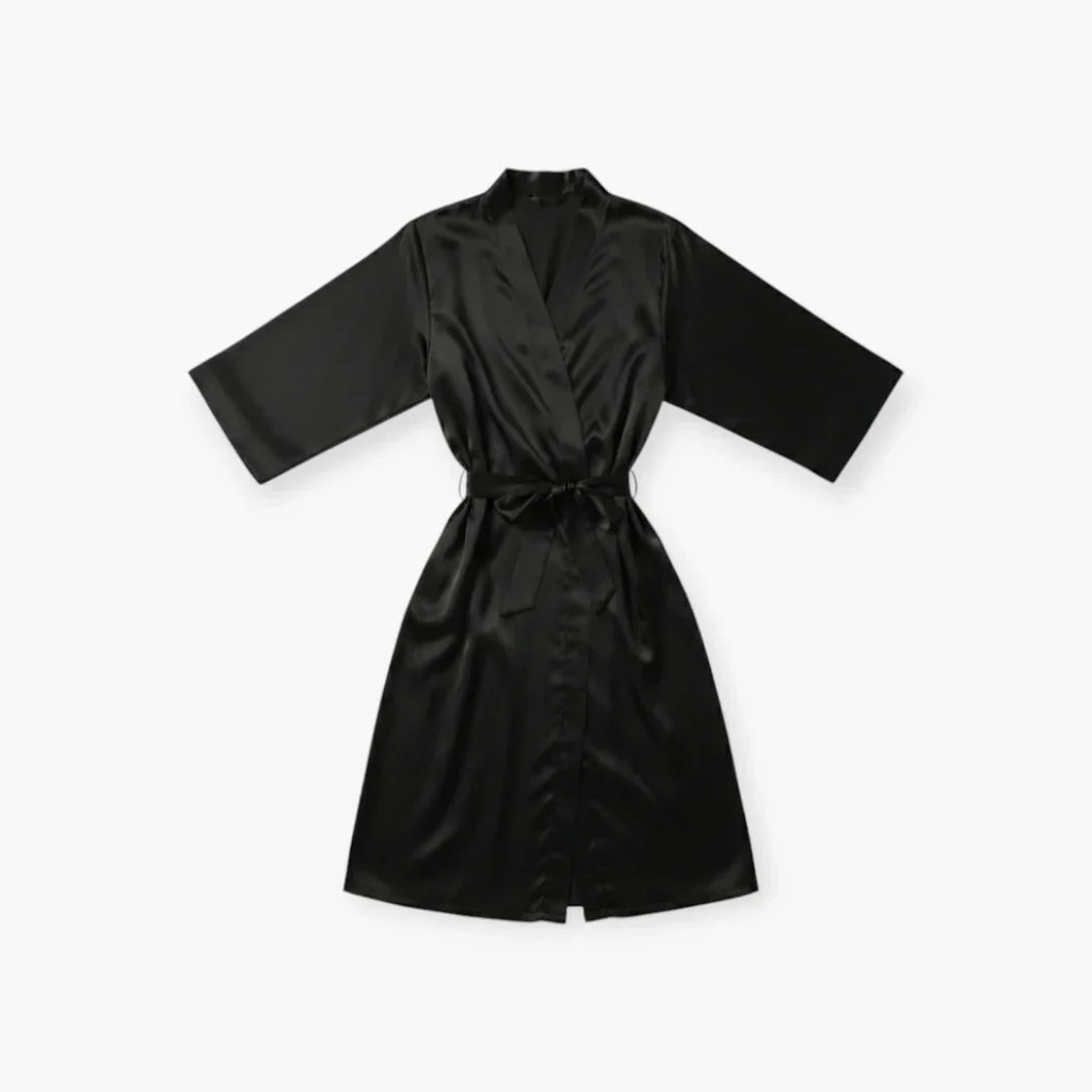 Peignoir Femme Satin – Noir Long Élégant et Léger — photo 4