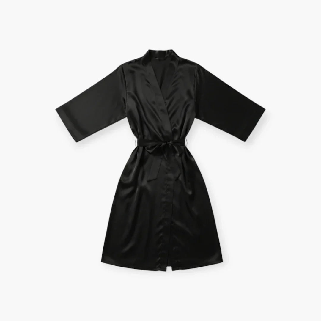 Peignoir Femme Satin – Noir Long Élégant et Léger — photo 4