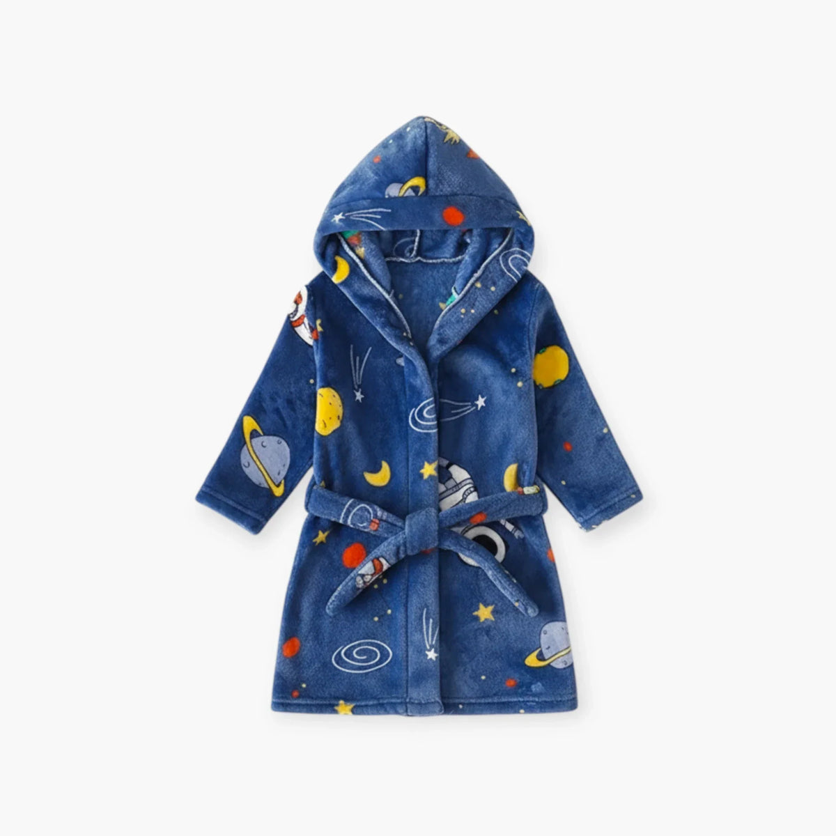 Peignoir Enfant à Capuche – En Flanelle Douce Motif Espace Bleu — photo 4