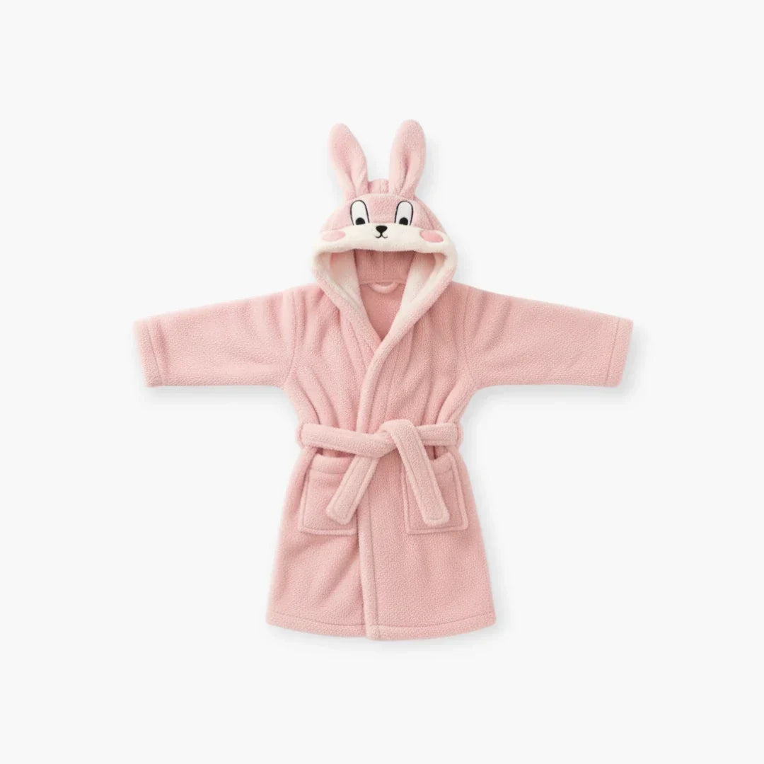 Peignoir Enfant Lapin – En Polaire Hiver Rose à Capuche Oreilles Douces — photo 4