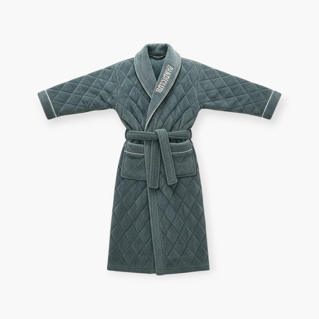 Peignoir Homme Luxe – Hiver Matelassé Gris — photo 4