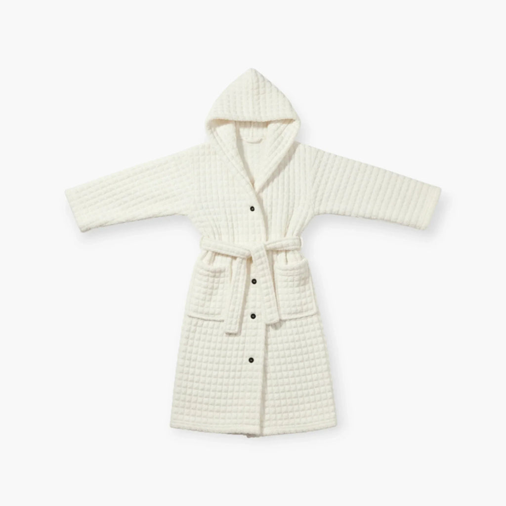 Peignoir Femme Hiver – Polaire Blanche à Capuche et Boutons — photo 4