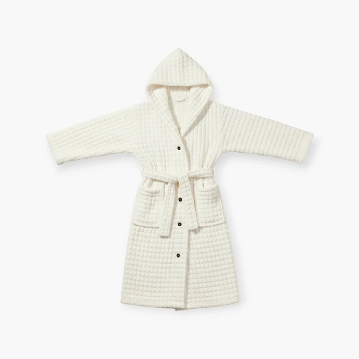 Peignoir Femme Hiver – Polaire Blanche à Capuche et Boutons — photo 4