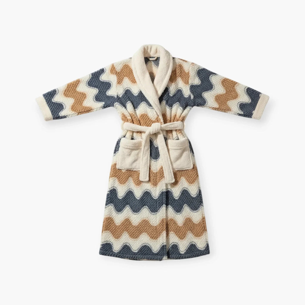 Peignoir Femme Hiver – En Polaire Long à Motifs Ondulés Multicolores — photo 4
