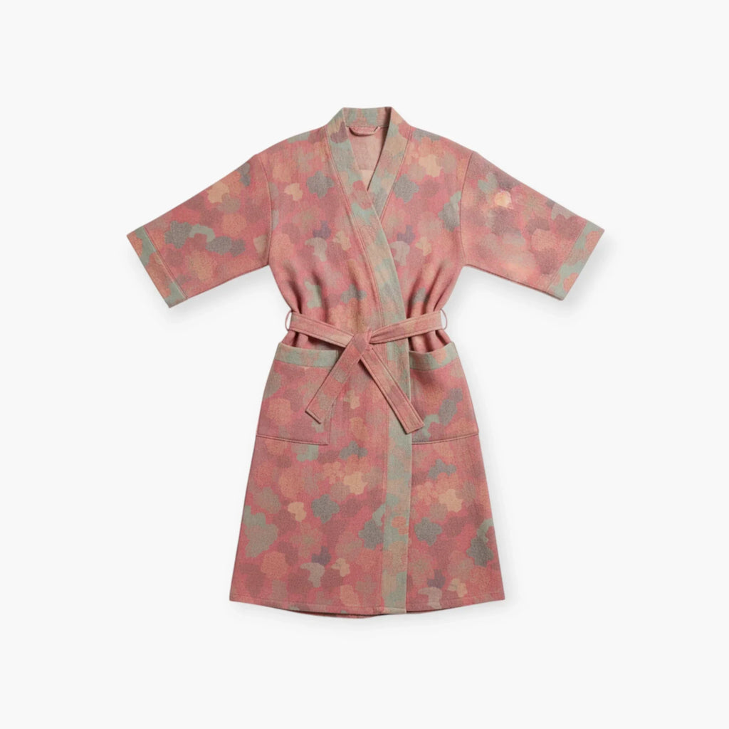 Peignoir Femme Coton – Style Japonais Rose à Motifs Nuageux — photo 4