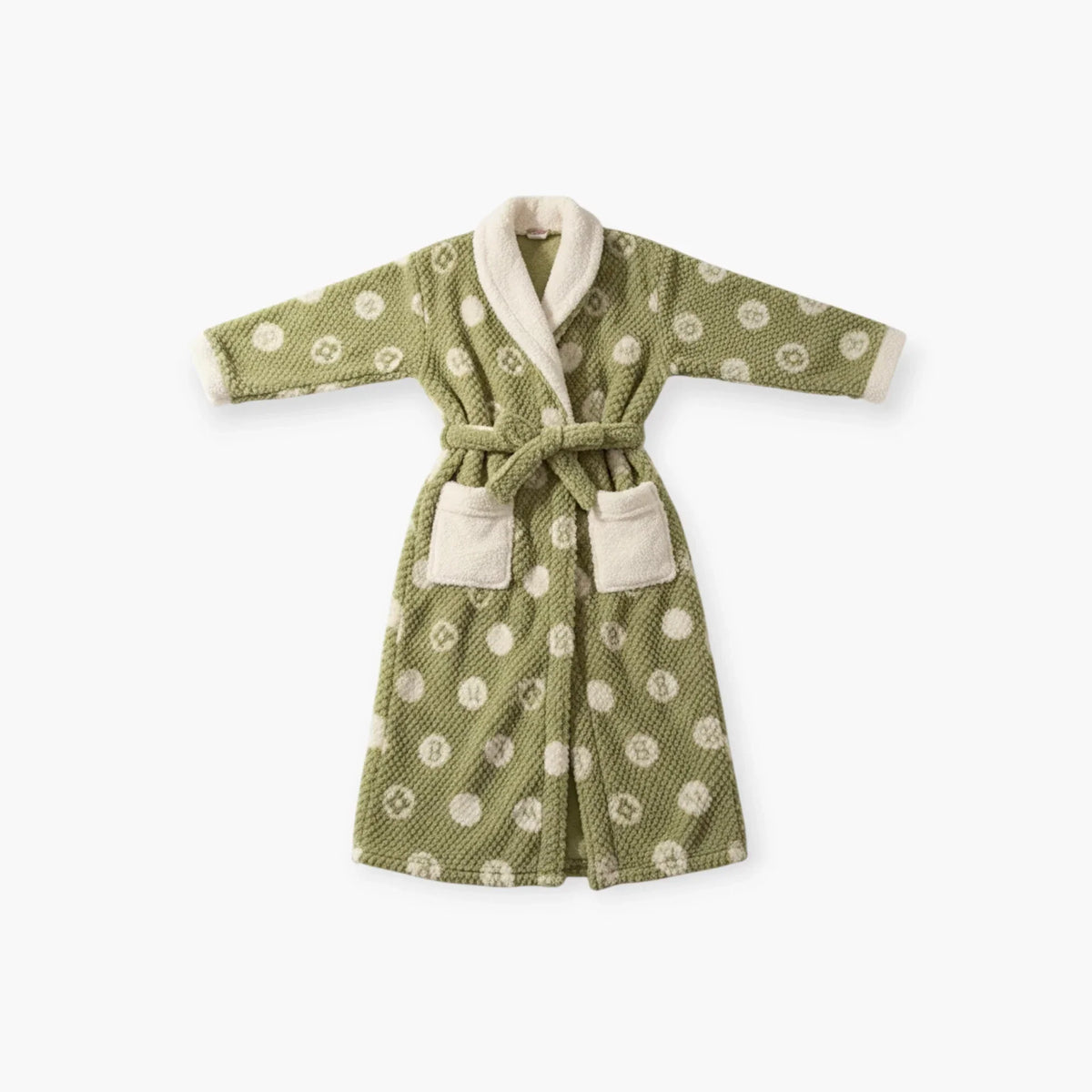 Peignoir Femme – Vert à Pois en Polaire — photo 4