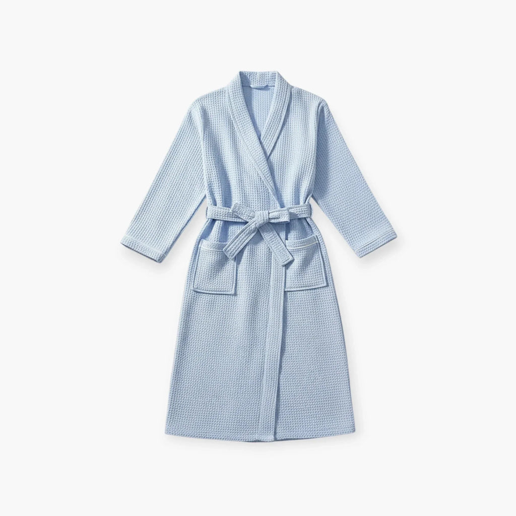 Peignoir Femme Nid d’Abeille - Bleu Long — photo 4