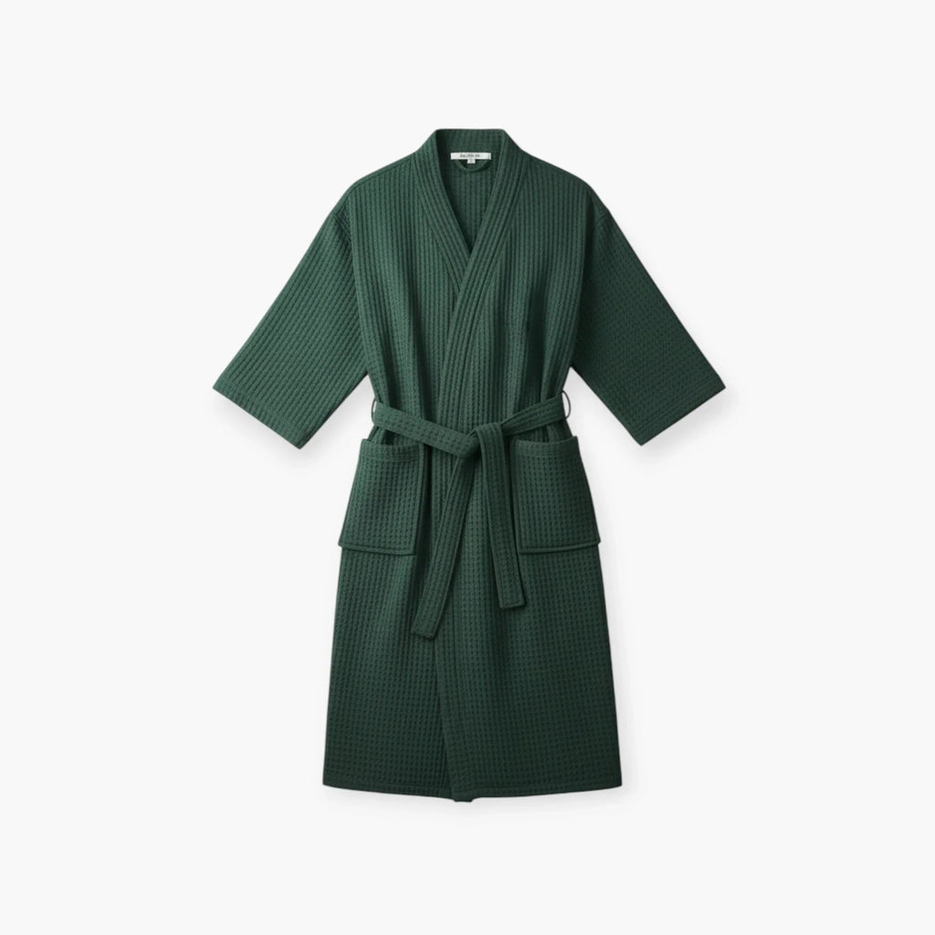 Peignoir Homme Nid d'Abeille Coton Vert — photo 4