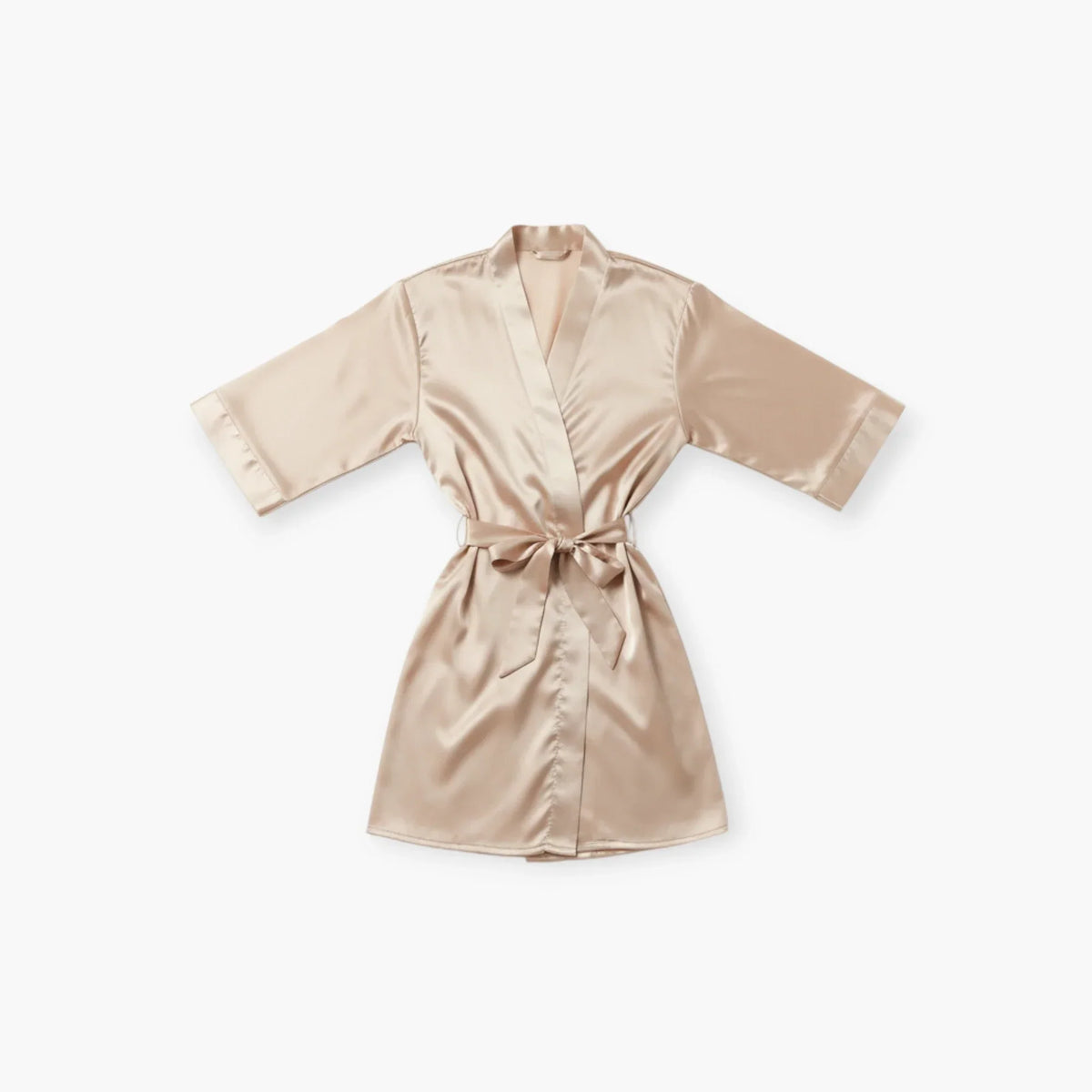 Peignoir Femme – En Satin Court Couleur Champagne — photo 4