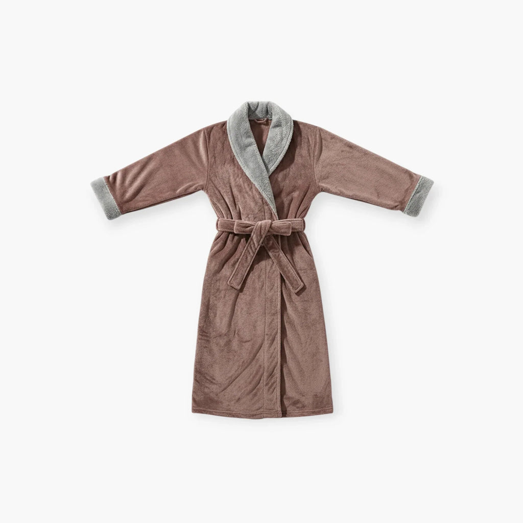 Peignoir Femme – Hiver Marron Long en Flanelle — photo 4