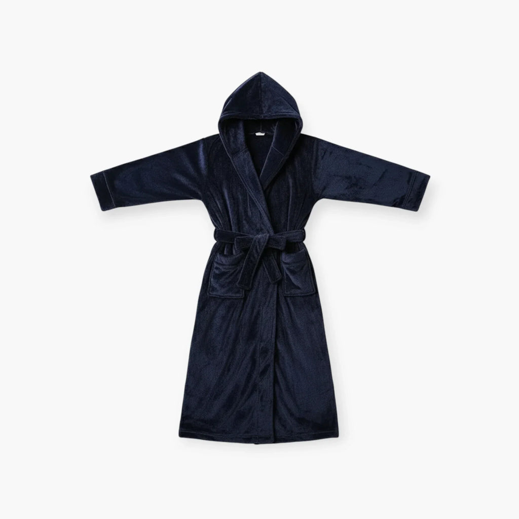 Peignoir Femme – Hiver Bleu Marine à Capuche — photo 4