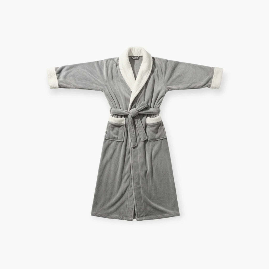 Peignoir Homme – Hiver Gris Long en Flanelle — photo 4