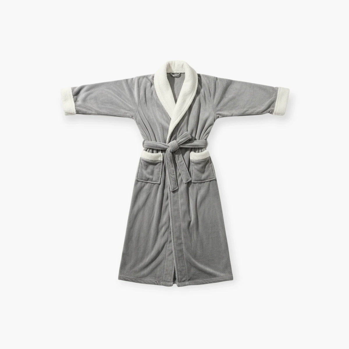 Peignoir Homme – Hiver Gris Long en Flanelle — photo 4