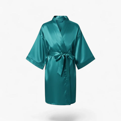 Peignoir Satin Fille Bleu Classique