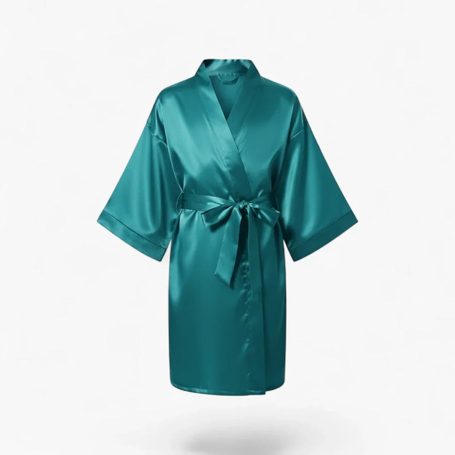 Peignoir Satin Fille Bleu Classique