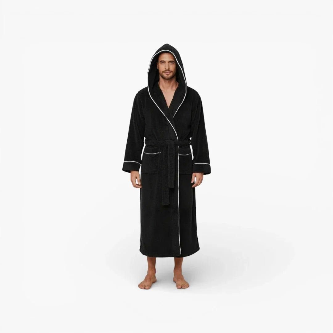 Peignoir Noir à Capuche Homme — photo 2