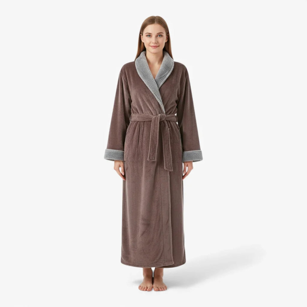 Peignoir Femme – Hiver Marron Long en Flanelle — photo 2