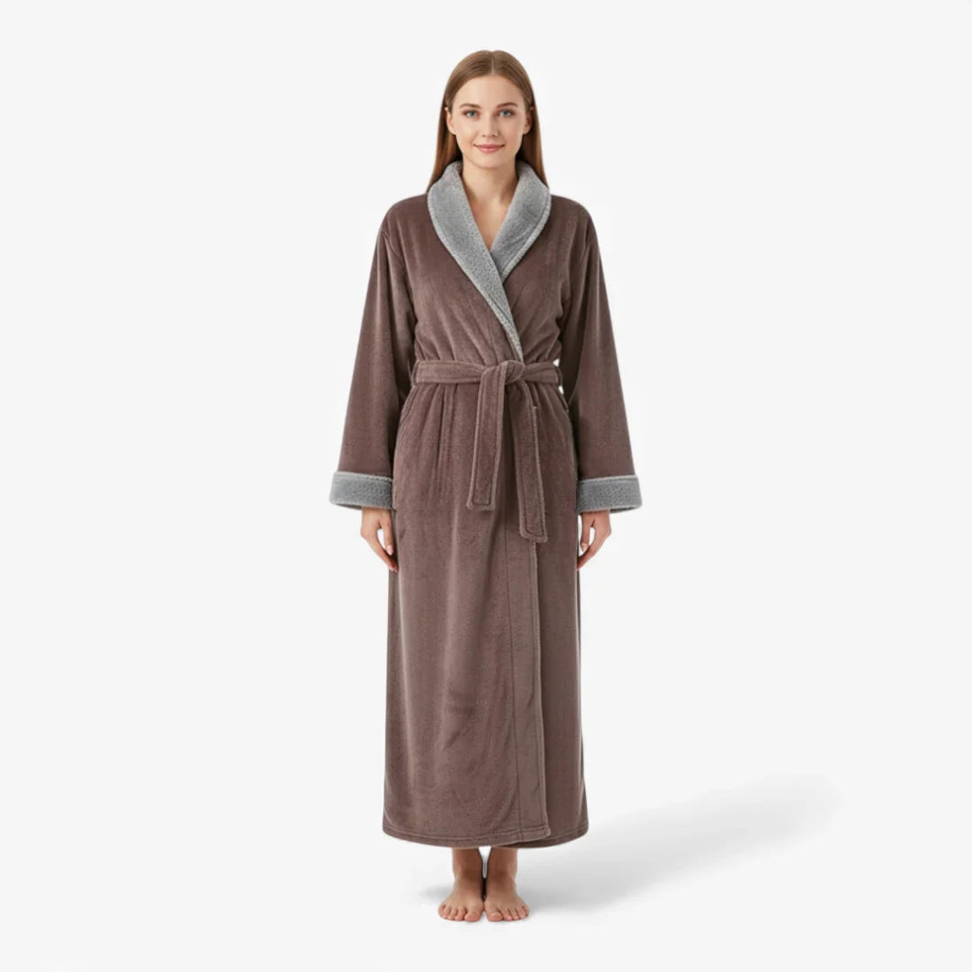 Peignoir Femme – Hiver Marron Long en Flanelle — photo 2